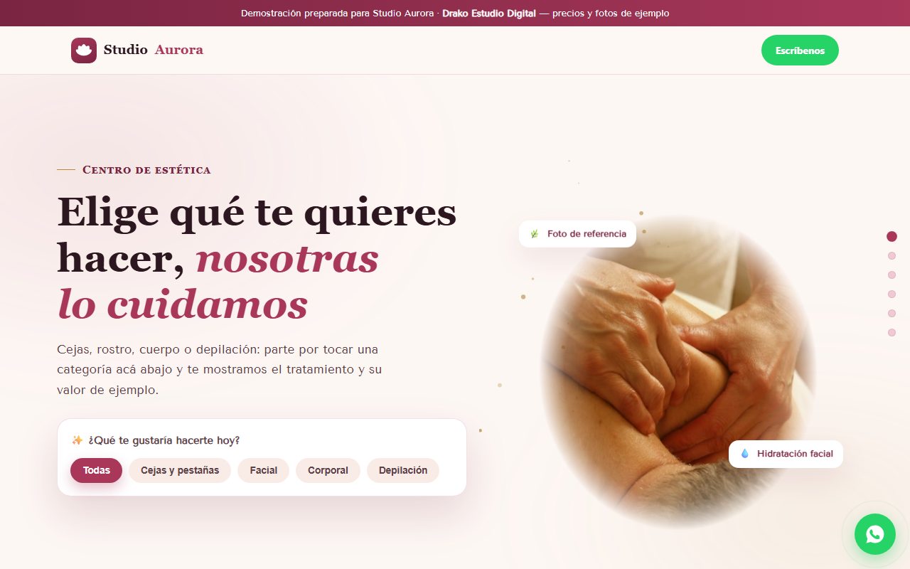 Preview de la demo de estética
