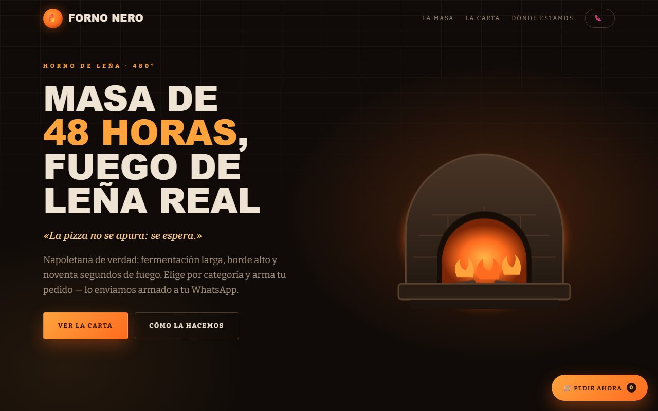 Vista de la demo web Forno Nero